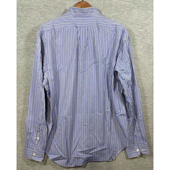 Ralph Lauren Mens Dress Shirt Blue Stripe Classic Fit Pony Logo L Spring - Picture 4 of 5